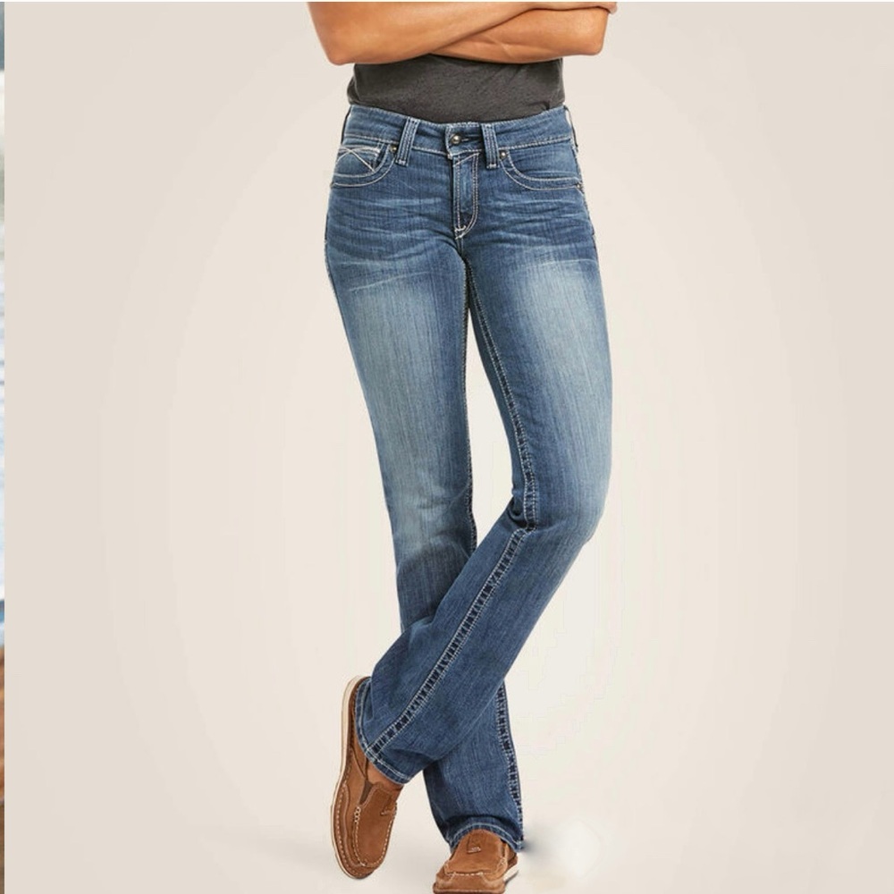 Women’s Ariat R.E.A.L. Straight Leg Jean Mid Rise 28‎ Regular Rainstorm